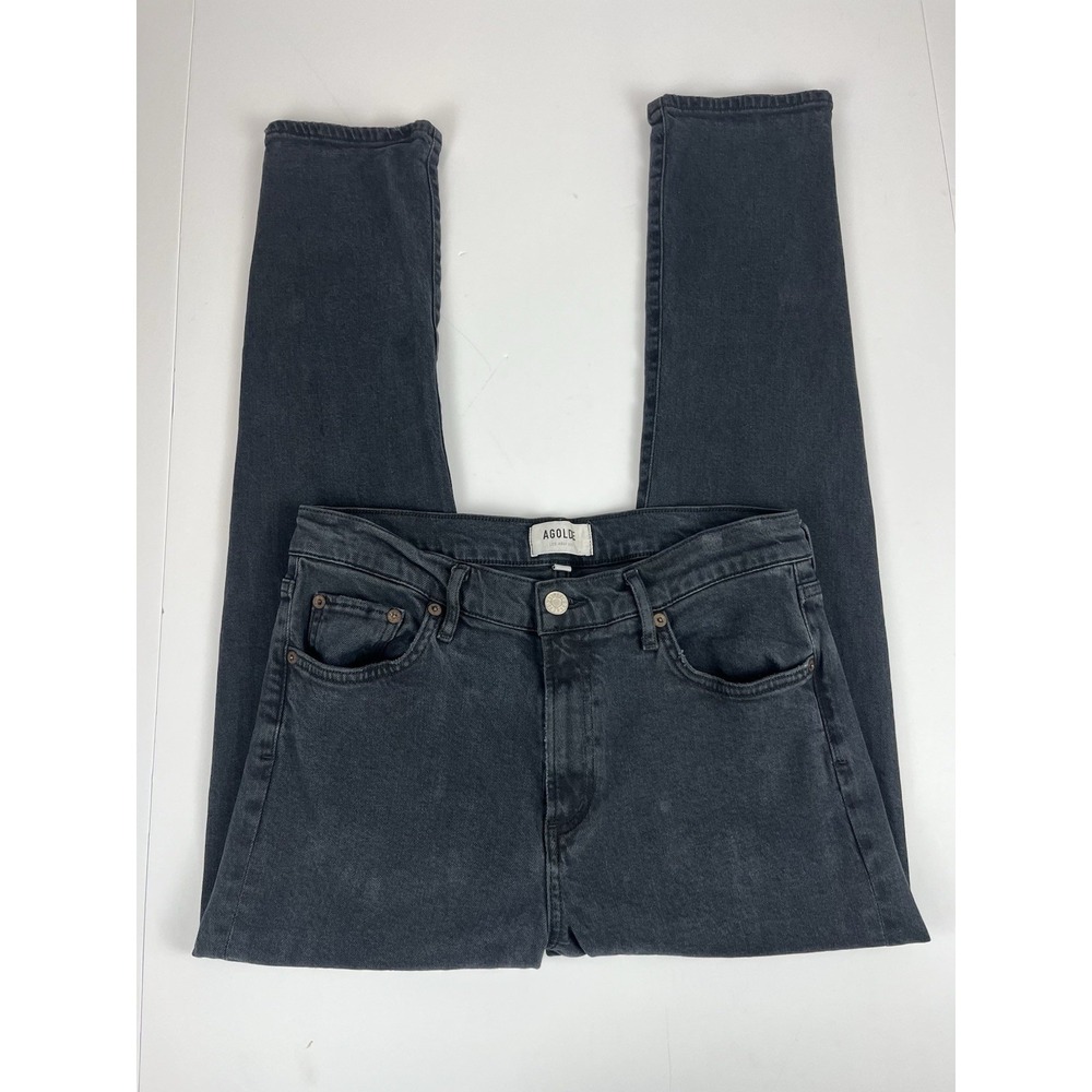 AGOLDE Toni High-Waist Slim Straight Jeans Black Sz 28